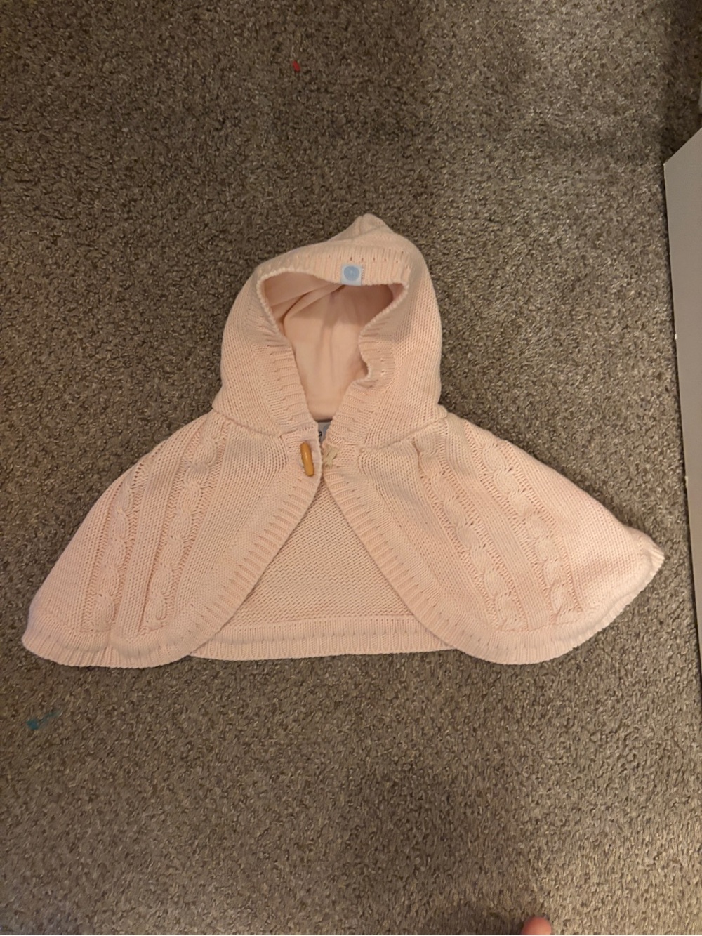 Hooded Knit Cape for Kids - Light Pink